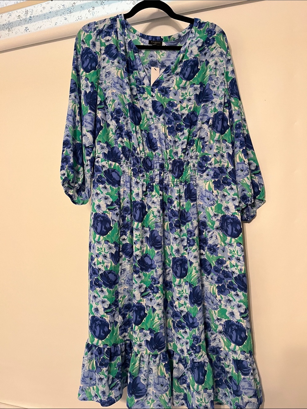 Talbots Blue and Green Floral Midi Dress